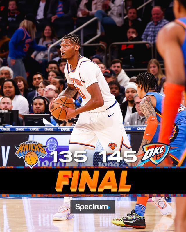 黄金甲体育-丢145分遭主场球迷狂嘘 尼克斯被雷霆打破防